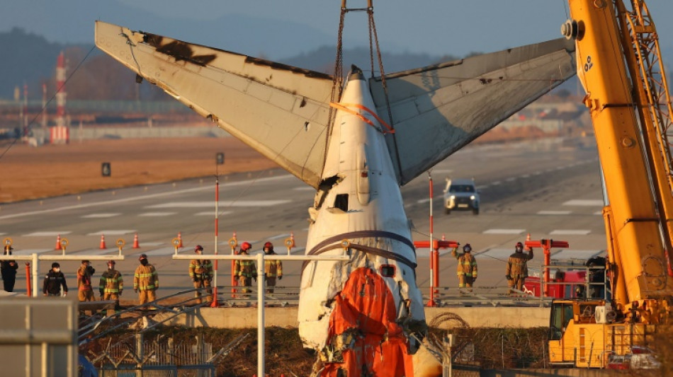 Las autoridades surcoreanas empiezan a retirar los restos del avi&oacute;n accidentado